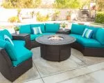 Thumnbail of Teal patio furniture, outdoor seating and table