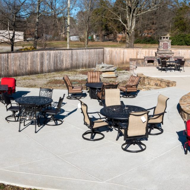 Range of chairs displayed at Collierville, Memphis TN. Outdoor Living store