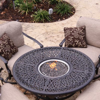 Fire table with chairs surrounding