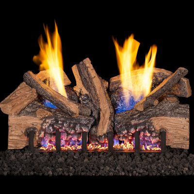 Split oak outdoor fireplace