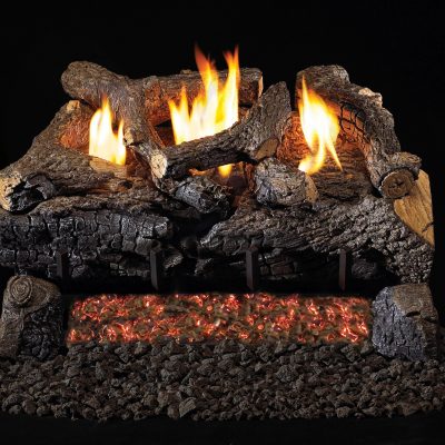Evening Fyre gas logs outdoor fireplace