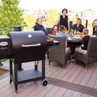 Louisiana pellet grill on decking